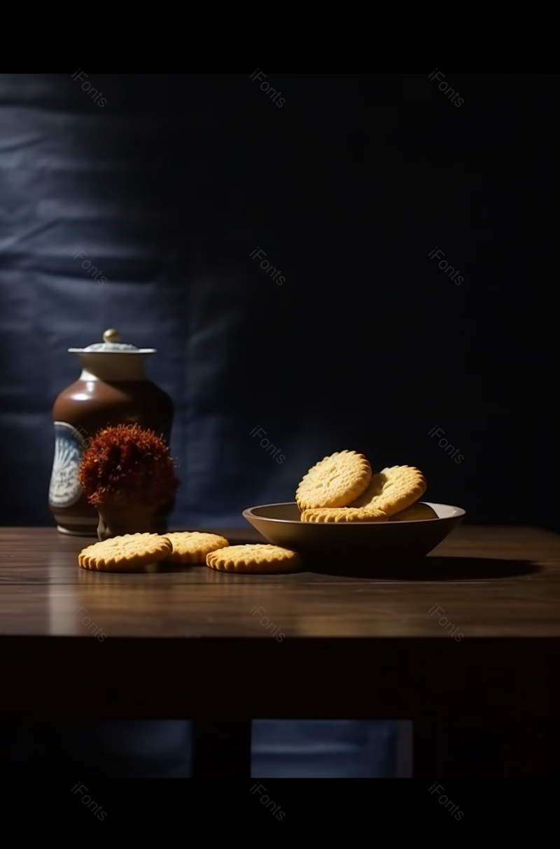 桌面上散落的饼干食物摄影,高清,摄影图,摄影图片,图片大全,摄影图免费下载